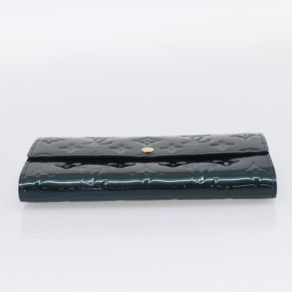 LOUIS VUITTON Vernis Portefeiulle Sarah Wallet Bluenuit M93667 LV Auth 211280A