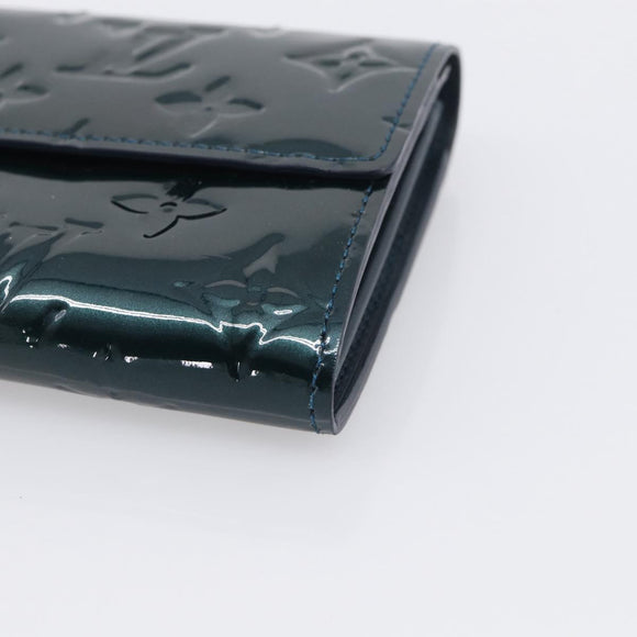 LOUIS VUITTON Vernis Portefeiulle Sarah Wallet Bluenuit M93667 LV Auth 211280A