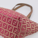FENDI Zucchino Canvas Hand Bag Pink Gold Auth 211281V-10