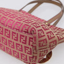 FENDI Zucchino Canvas Hand Bag Pink Gold Auth 211281V-12