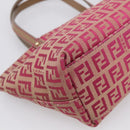 FENDI Zucchino Canvas Hand Bag Pink Gold Auth 211281V-13