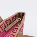 FENDI Zucchino Canvas Hand Bag Pink Gold Auth 211281V-15