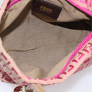 FENDI Zucchino Canvas Hand Bag Pink Gold Auth 211281V-17