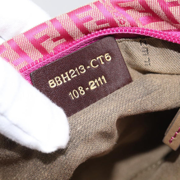 FENDI Zucchino Canvas Hand Bag Pink Gold Auth 211281V