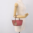 FENDI Zucchino Canvas Hand Bag Pink Gold Auth 211281V-21