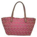 FENDI Zucchino Canvas Hand Bag Pink Gold Auth 211281V-3