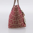 FENDI Zucchino Canvas Hand Bag Pink Gold Auth 211281V-4