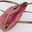 FENDI Zucchino Canvas Hand Bag Pink Gold Auth 211281V-6