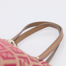 FENDI Zucchino Canvas Hand Bag Pink Gold Auth 211281V-8