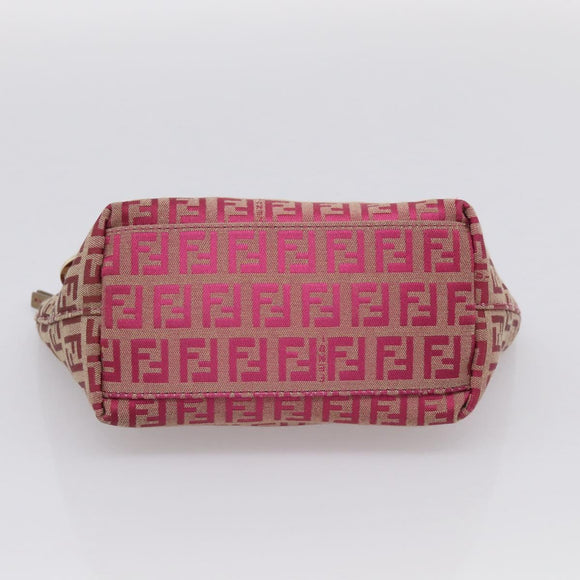 FENDI Zucchino Canvas Hand Bag Pink Gold Auth 211281V