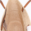GUCCI Hand Bag straw Beige Navy 814540 Auth 211285V-18