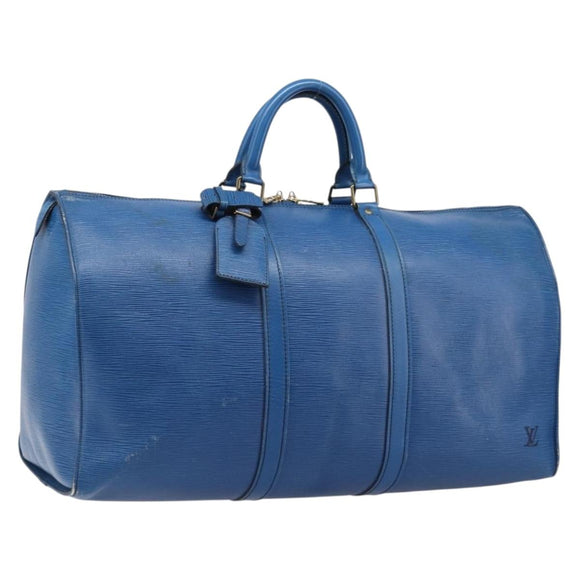 LOUIS VUITTON Epi Keepall 50 Boston Bag Blue M42965 LV Auth 211297