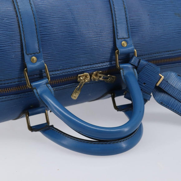 LOUIS VUITTON Epi Keepall 50 Boston Bag Blue M42965 LV Auth 211297