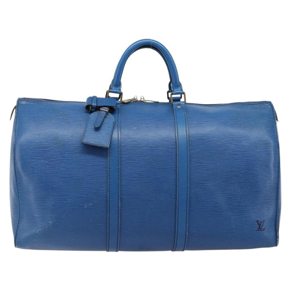 LOUIS VUITTON Epi Keepall 50 Boston Bag Blue M42965 LV Auth 211297