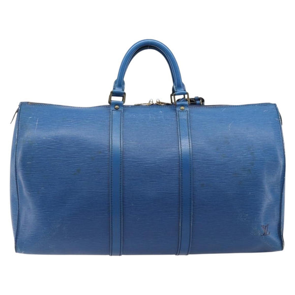 LOUIS VUITTON Epi Keepall 50 Boston Bag Blue M42965 LV Auth 211297