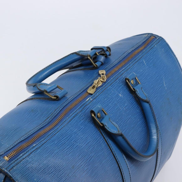 LOUIS VUITTON Epi Keepall 50 Boston Bag Blue M42965 LV Auth 211297