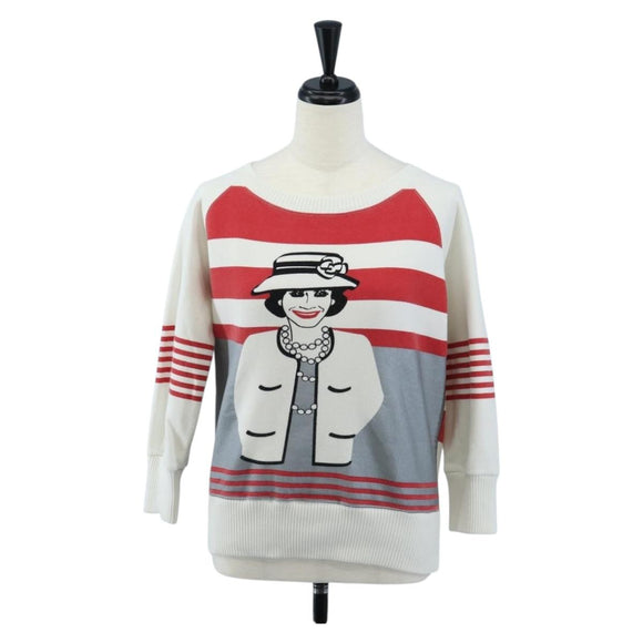 CHANEL Mademoiselle Sweat Long-sleeved T-shirt cotton 38 White CC Auth 211301V