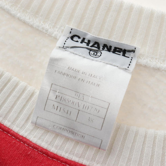 CHANEL Mademoiselle Sweat Long-sleeved T-shirt cotton 38 White CC Auth 211301V