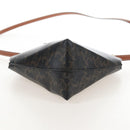 CELINE Macadam Canvas Triomphe Teencool Bag PVC 2way Black Gold Auth 211303M-12