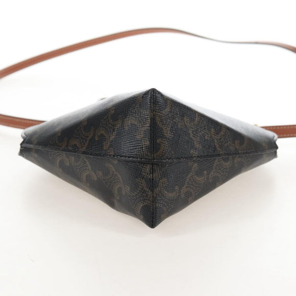 CELINE Macadam Canvas Triomphe Teencool Bag PVC 2way Black Gold Auth 211303M