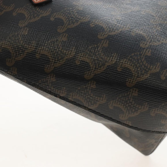 CELINE Macadam Canvas Triomphe Teencool Bag PVC 2way Black Gold Auth 211303M
