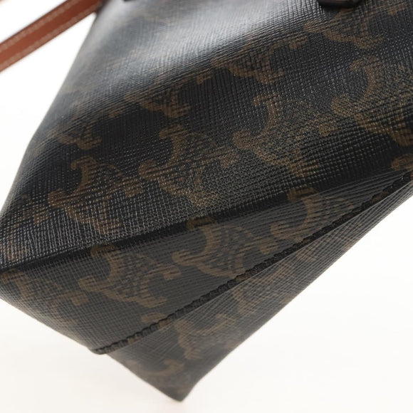 CELINE Macadam Canvas Triomphe Teencool Bag PVC 2way Black Gold Auth 211303M