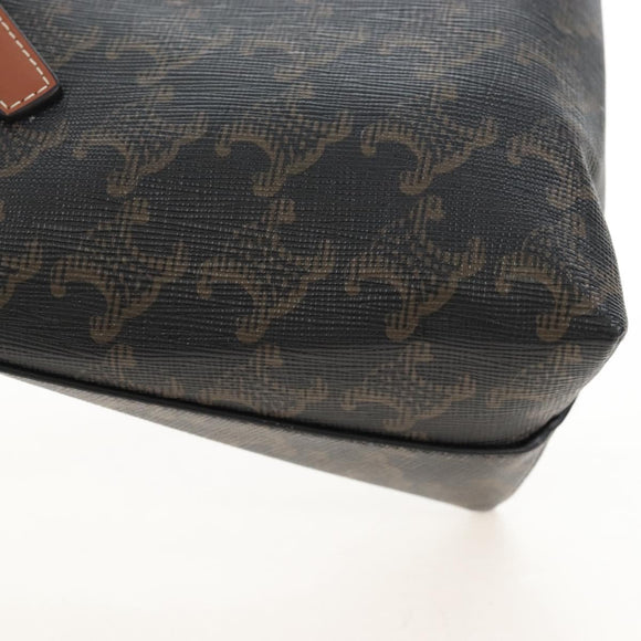 CELINE Macadam Canvas Triomphe Teencool Bag PVC 2way Black Gold Auth 211303M