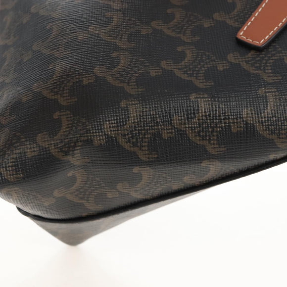 CELINE Macadam Canvas Triomphe Teencool Bag PVC 2way Black Gold Auth 211303M