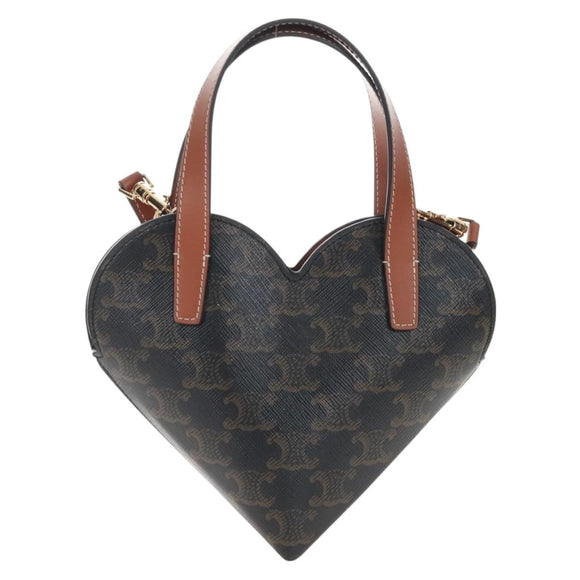 CELINE Macadam Canvas Triomphe Teencool Bag PVC 2way Black Gold Auth 211303M