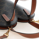 CELINE Macadam Canvas Triomphe Teencool Bag PVC 2way Black Gold Auth 211303M-6