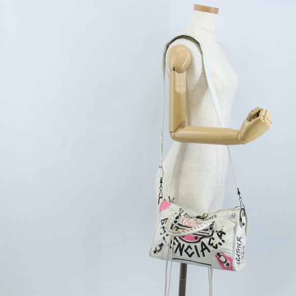 Balenciaga Graffiti Classic City S Bag Leather 2way White 431621 Auth 211307V