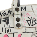 Balenciaga Graffiti Classic City S Bag Leather 2way White 431621 Auth 211307V-5