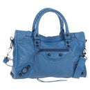 Balenciaga Le City Small Hand Bag Leather 2way Blue 811442 Auth 211310V-1