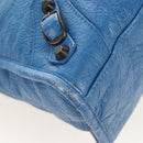 Balenciaga Le City Small Hand Bag Leather 2way Blue 811442 Auth 211310V-14