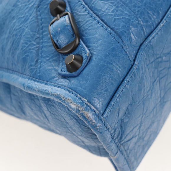 Balenciaga Le City Small Hand Bag Leather 2way Blue 811442 Auth 211310V
