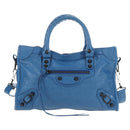 Balenciaga Le City Small Hand Bag Leather 2way Blue 811442 Auth 211310V-2