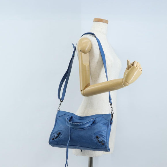 Balenciaga Le City Small Hand Bag Leather 2way Blue 811442 Auth 211310V