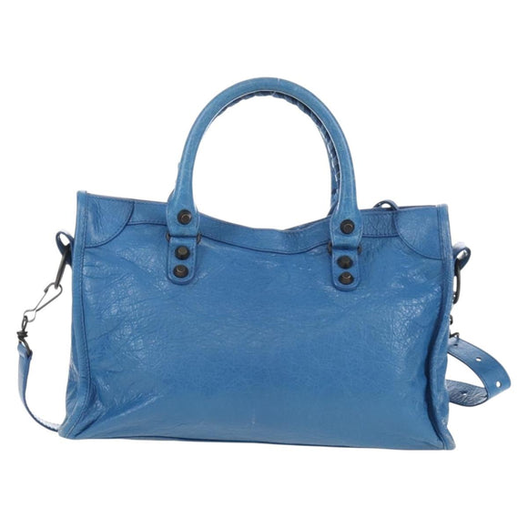 Balenciaga Le City Small Hand Bag Leather 2way Blue 811442 Auth 211310V