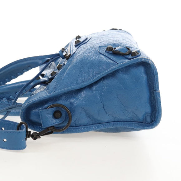 Balenciaga Le City Small Hand Bag Leather 2way Blue 811442 Auth 211310V