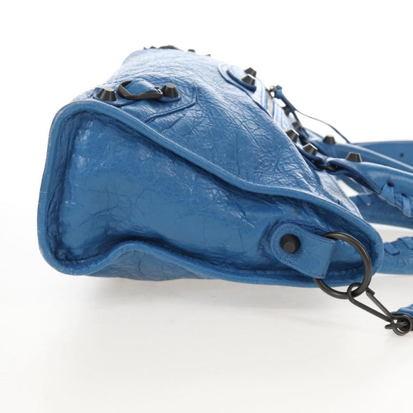 Balenciaga Le City Small Hand Bag Leather 2way Blue 811442 Auth 211310V