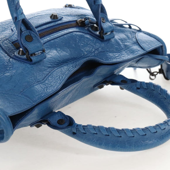 Balenciaga Le City Small Hand Bag Leather 2way Blue 811442 Auth 211310V