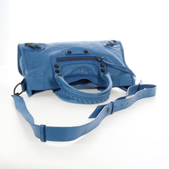 Balenciaga Le City Small Hand Bag Leather 2way Blue 811442 Auth 211310V