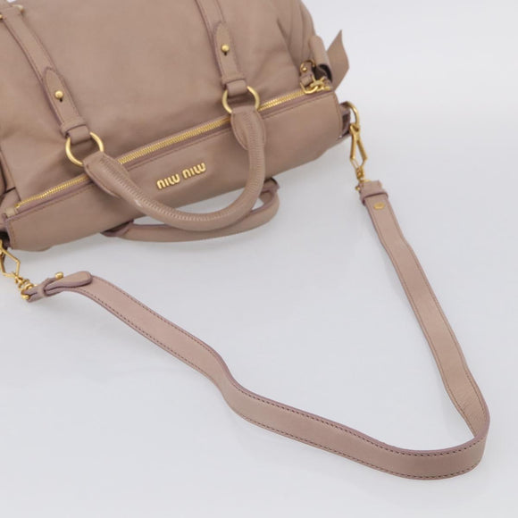 Miu Miu Matelasse Hand Bag Leather 2way Pink Gold Auth 211316M