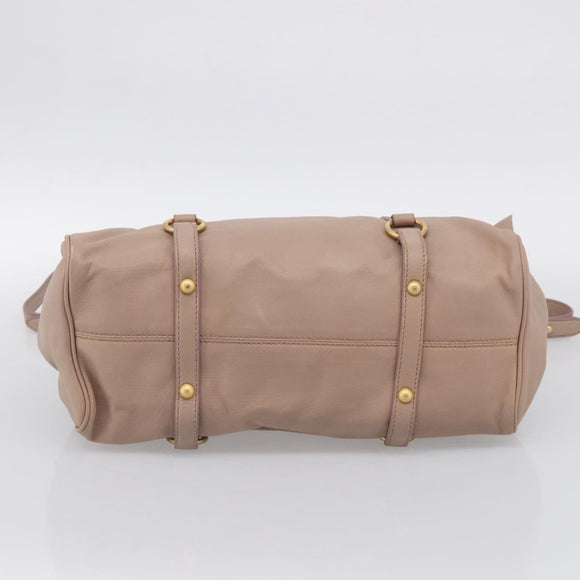 Miu Miu Matelasse Hand Bag Leather 2way Pink Gold Auth 211316M