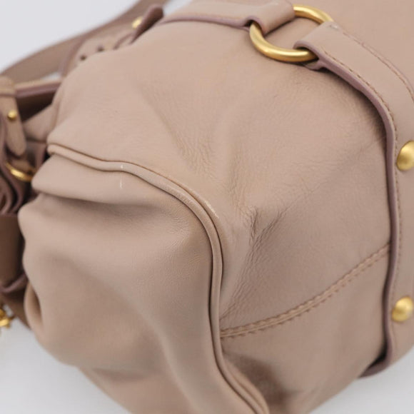Miu Miu Matelasse Hand Bag Leather 2way Pink Gold Auth 211316M