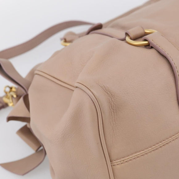 Miu Miu Matelasse Hand Bag Leather 2way Pink Gold Auth 211316M