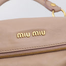 Miu Miu Matelasse Hand Bag Leather 2way Pink Gold Auth 211316M-17