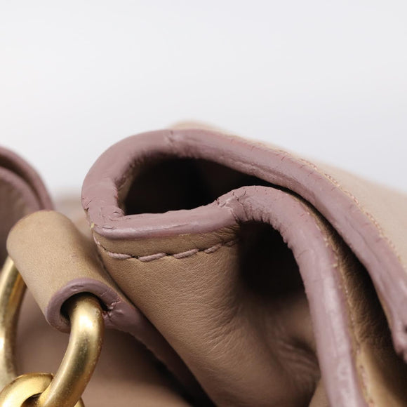 Miu Miu Matelasse Hand Bag Leather 2way Pink Gold Auth 211316M