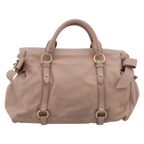 Miu Miu Matelasse Hand Bag Leather 2way Pink Gold Auth 211316M