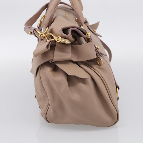 Miu Miu Matelasse Hand Bag Leather 2way Pink Gold Auth 211316M